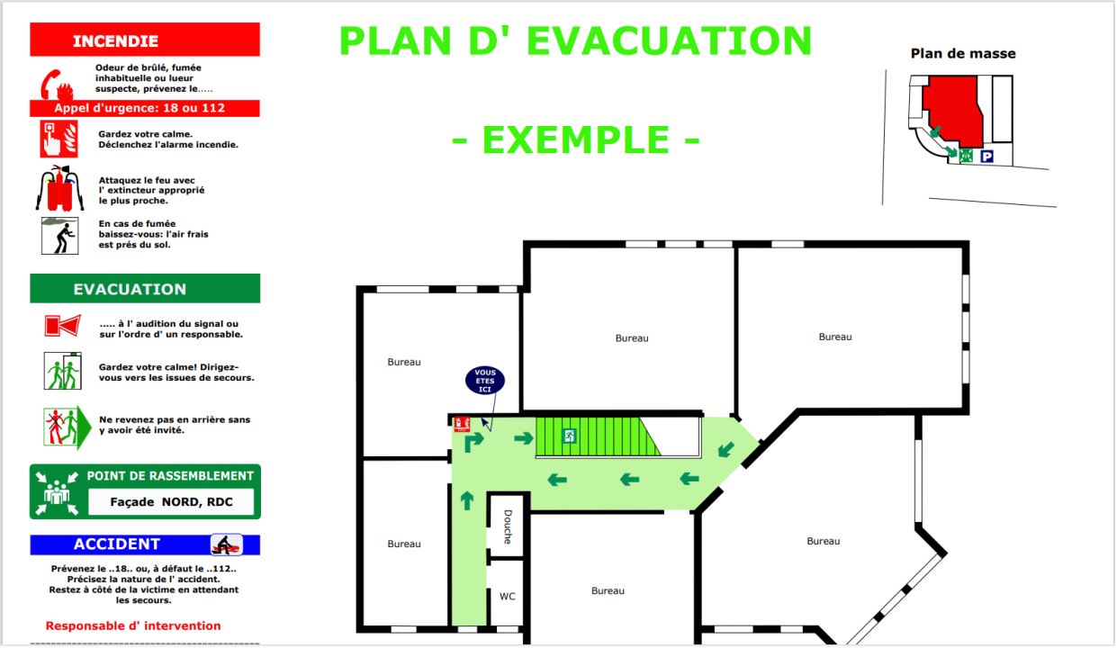 Mayotte Incendie fait fabriquer des plans conformes à la norme NFX08-070 Affichage de sécurité, et à l’article MS41 du règlement de sécurité des établissements recevant du public.